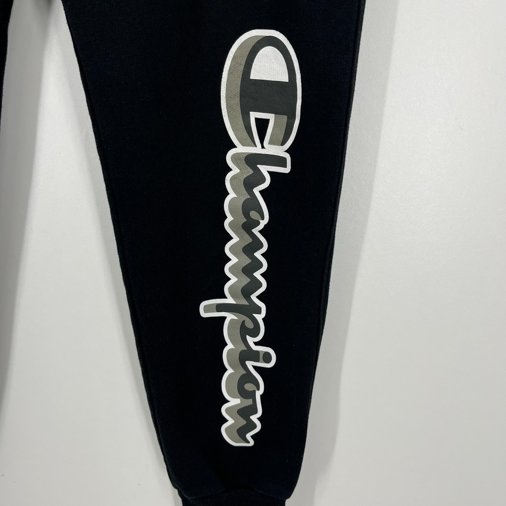 Champion Sweatpants Men's Size M Black Tapered Leg Pockets Drawstring - Picture 4 of 9
